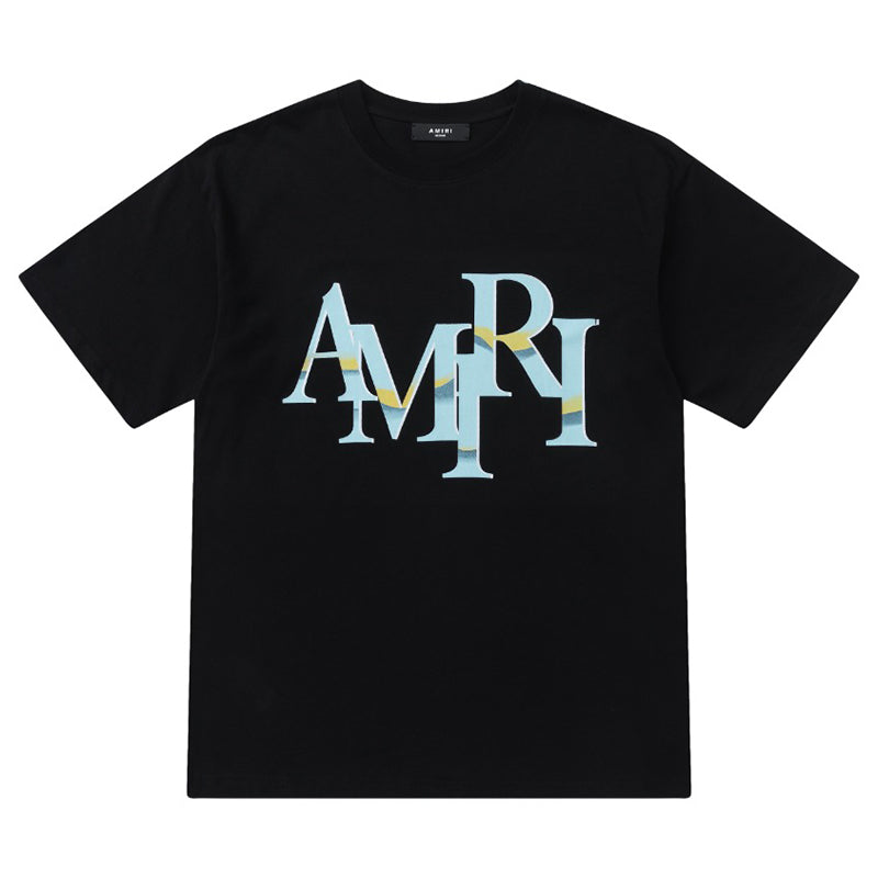 AMIRI Staggered Logo Print Cotton Jersey T-Shirt
