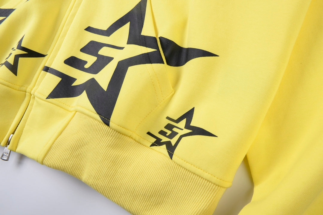 Sp5der 5Star Zip Hoodie – Yellow Premium Streetwear Sweatshirt