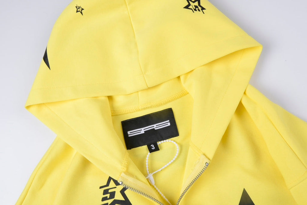 Sp5der 5Star Zip Hoodie – Yellow Premium Streetwear Sweatshirt