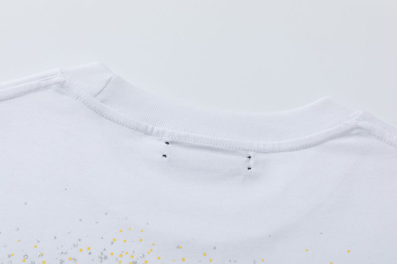 AMIRI Crystal Embellished Champagne Logo T-Shirt | White & Black