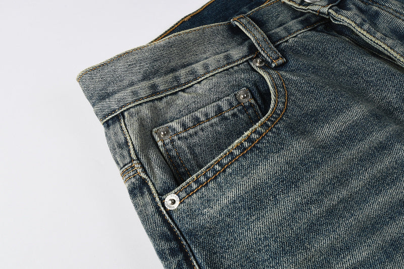 Purple Brand P9120 Light Blue Distressed Straight-Leg Jeans