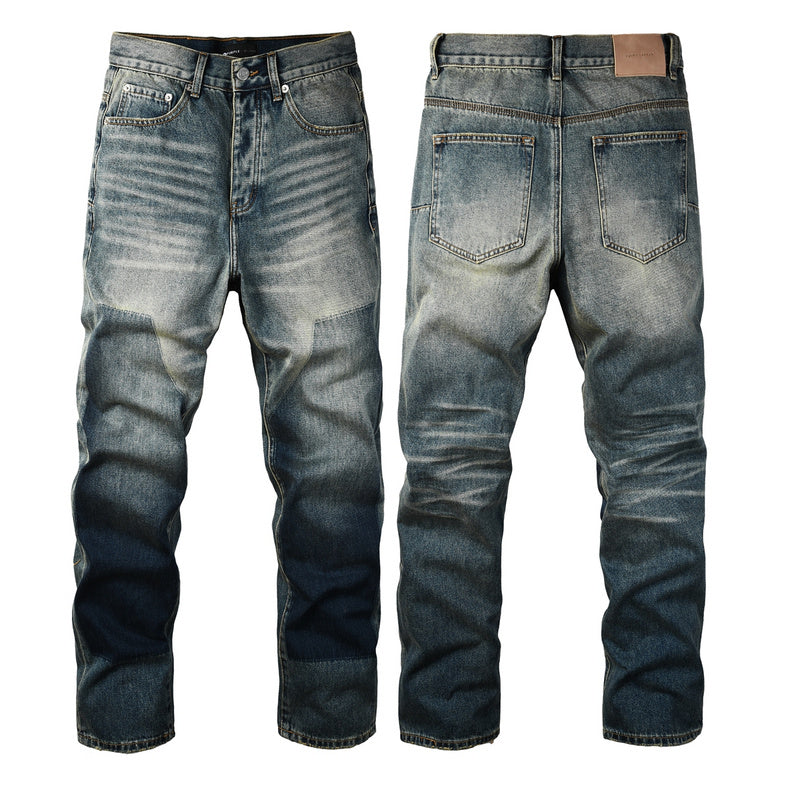 Purple Brand P9120 Light Blue Distressed Straight-Leg Jeans