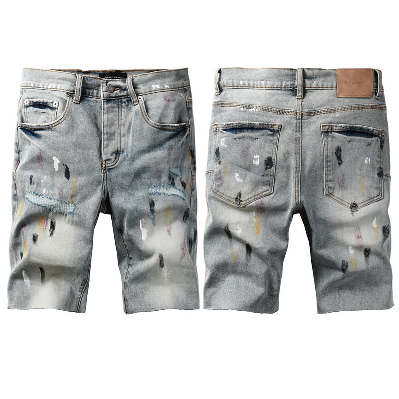 Purple Brand Denim Shorts #5101 | Slim Fit Destroyed Jeans