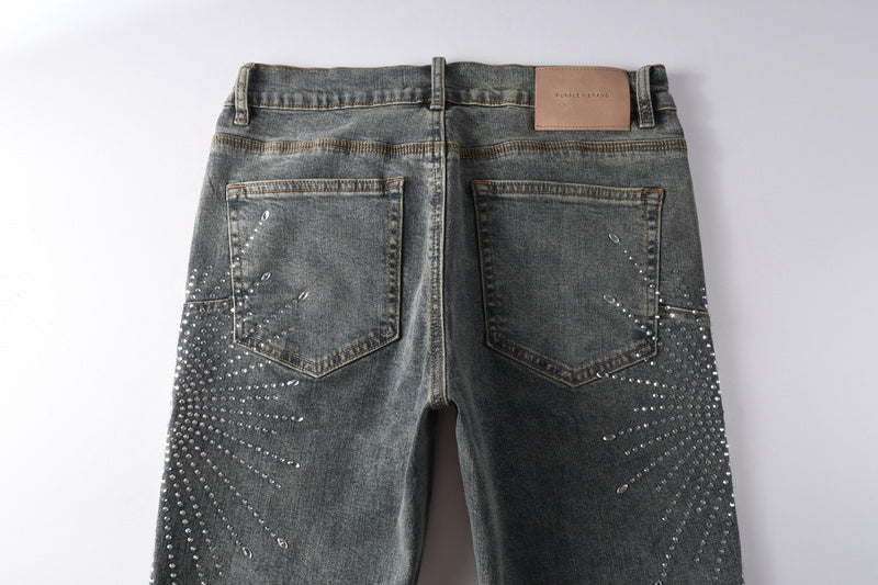 Purple Brand Crystal Diamond Skinny Jeans #9122