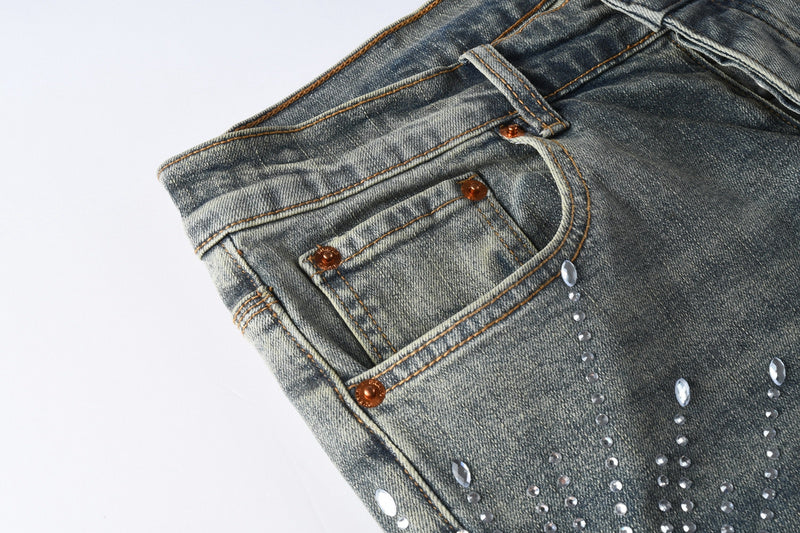 Purple Brand Crystal Diamond Skinny Jeans #9122