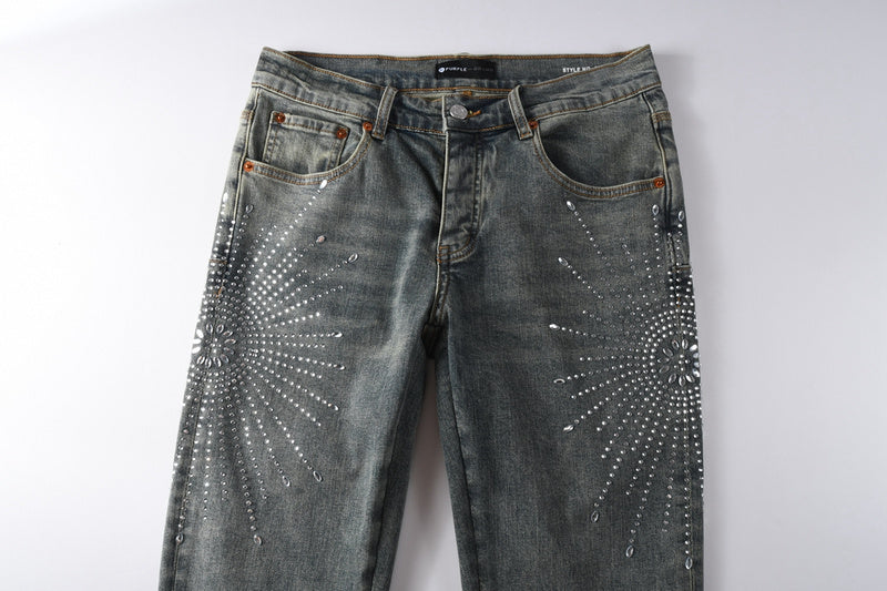 Purple Brand Crystal Diamond Skinny Jeans #9122