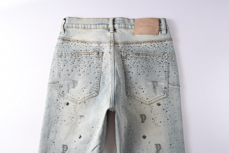Purple Brand Crystal Diamond Skinny Jeans #9127