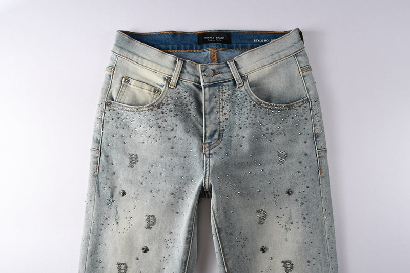 Purple Brand Crystal Diamond Skinny Jeans #9127