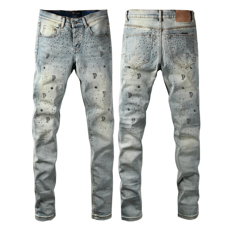 Purple Brand Crystal Diamond Skinny Jeans #9127