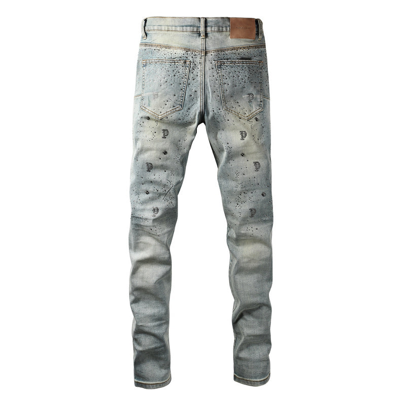 Purple Brand Crystal Diamond Skinny Jeans #9127