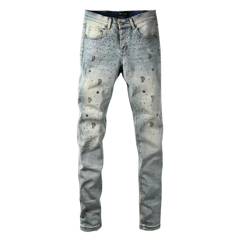 Purple Brand Crystal Diamond Skinny Jeans #9127