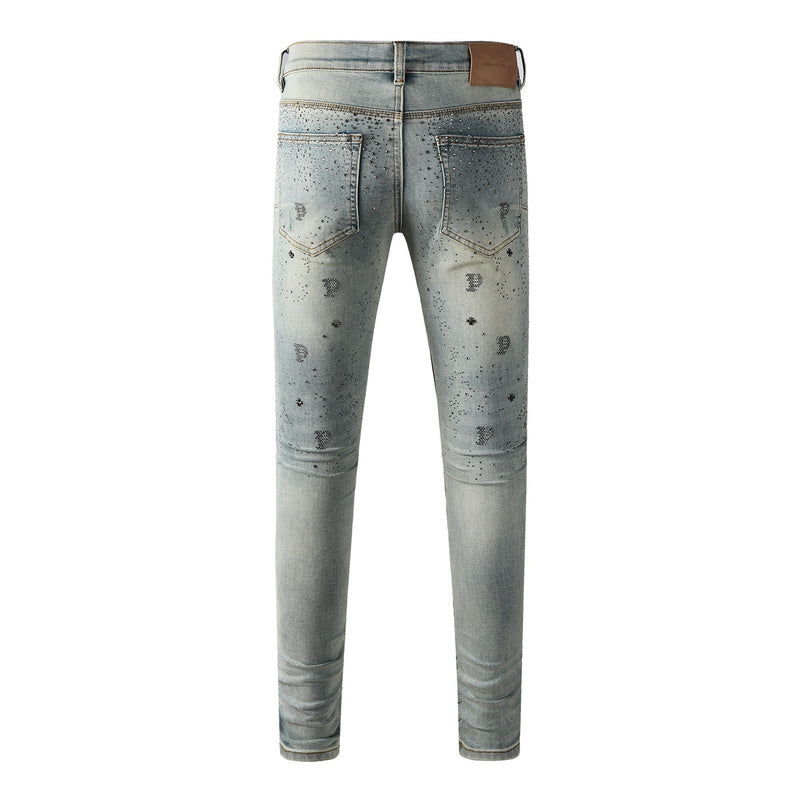 Purple Brand Crystal Diamond Skinny Jeans #9127