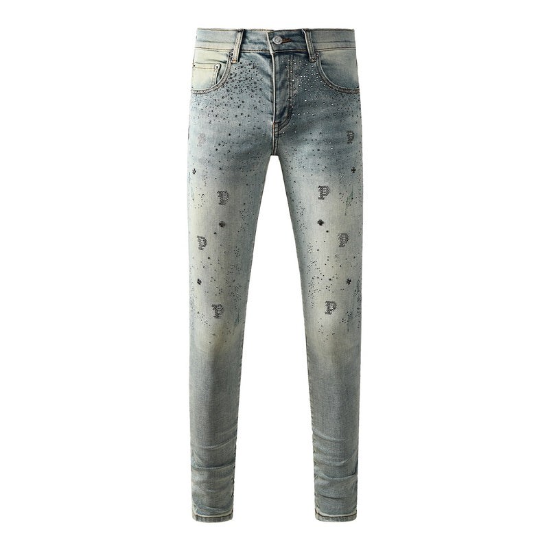 Purple Brand Crystal Diamond Skinny Jeans #9127