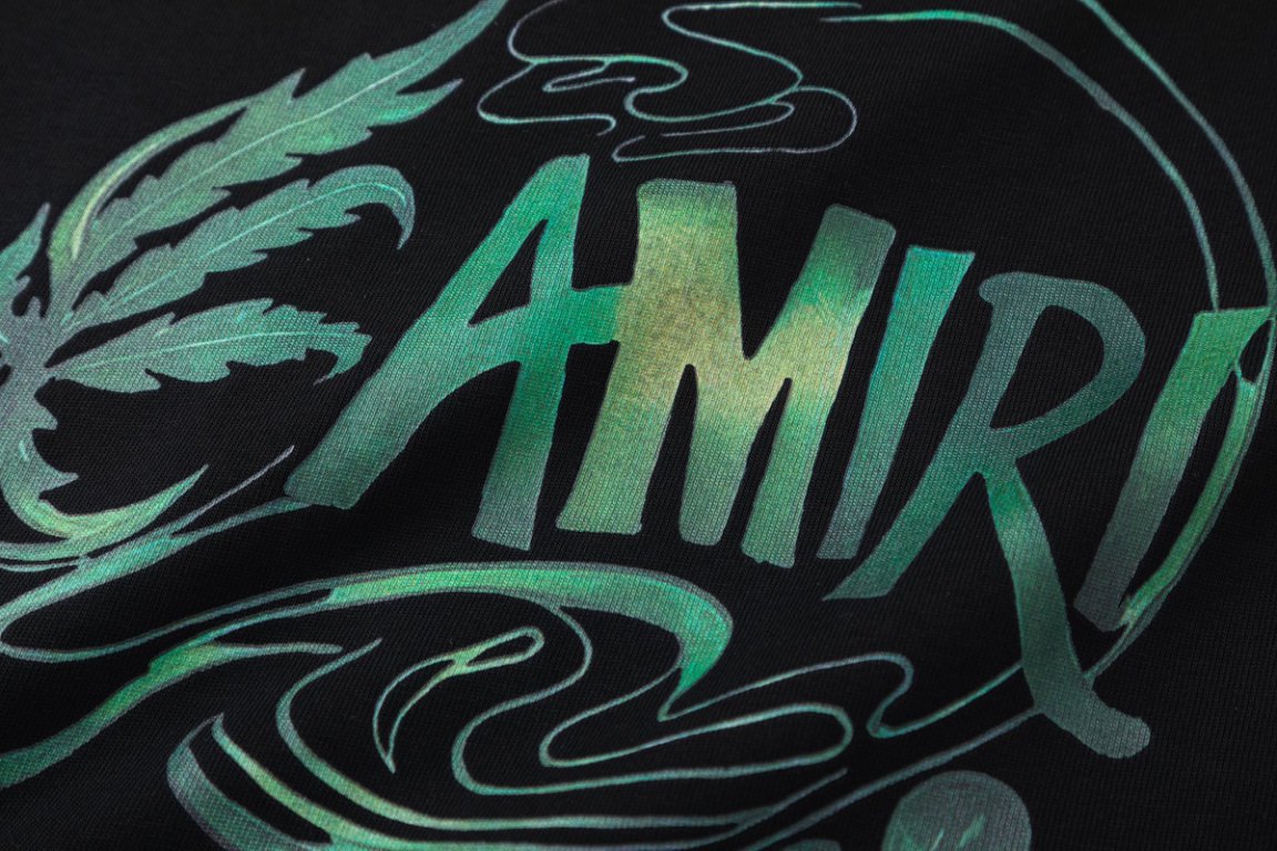 AMIRI Leaf-Print Crewneck Cotton Jersey T-Shirt