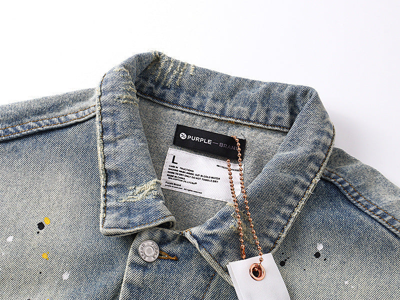 PURPLE BRAND x Denim Tears Co-Branded Vintage Washed Denim Jacket #PU6019