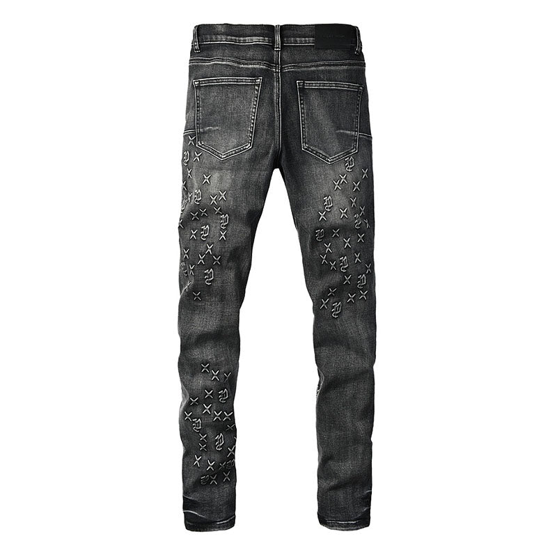 Purple Brand Skinny Jeans #9153 – Destroyed Crystal Diamond Denim