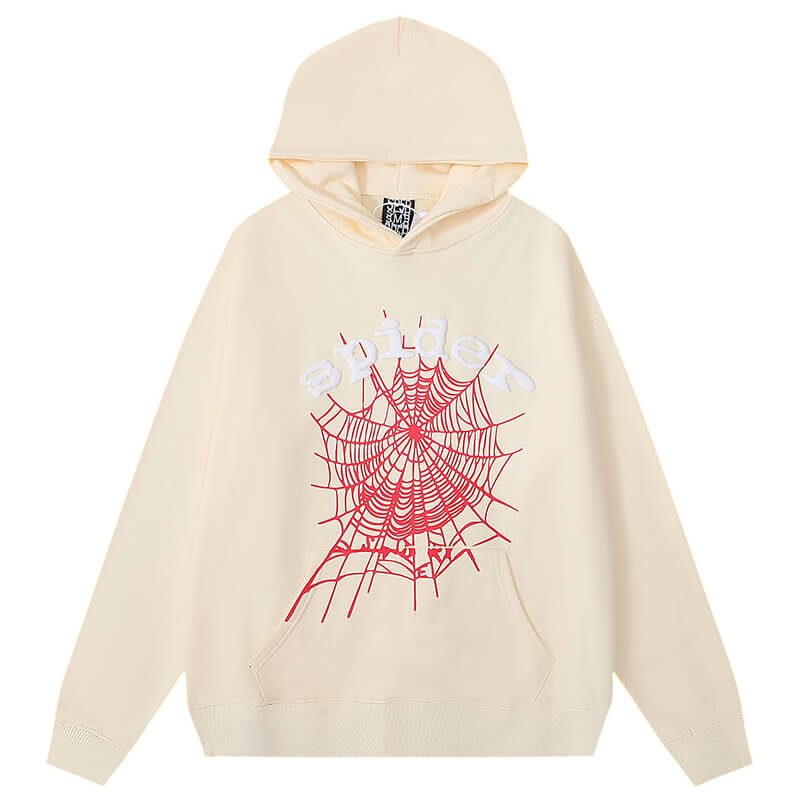 SP5DER Thug Spider Graphic Hoodie – Apricot