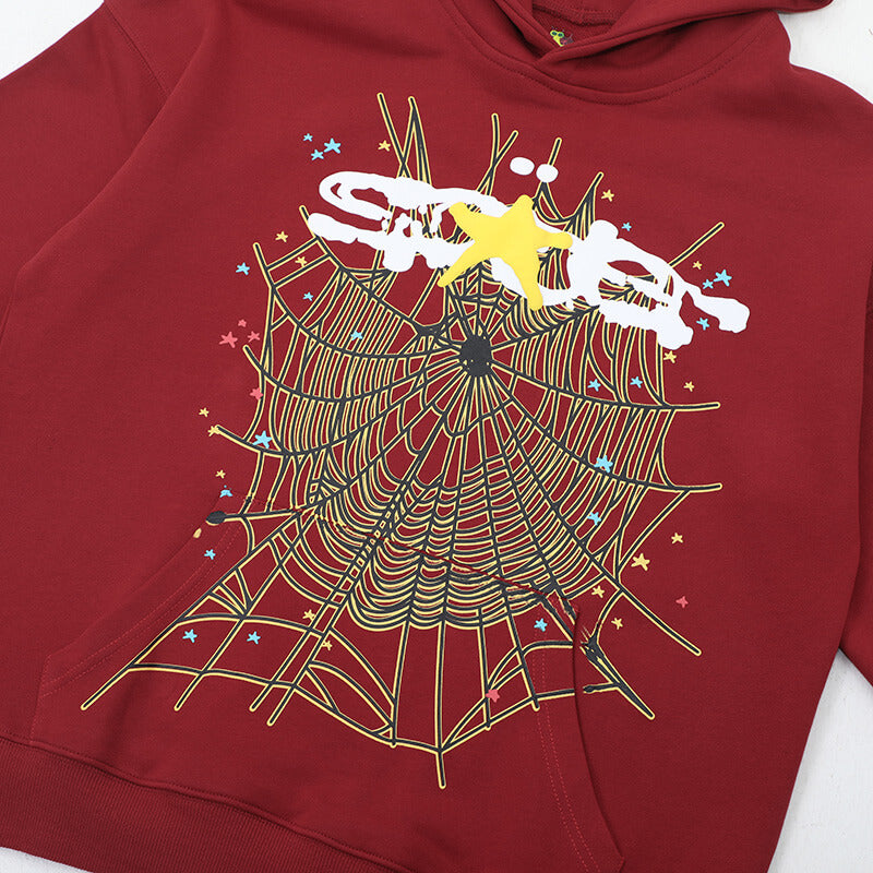 SP5DER Spider Web Gothic Punk Hoodie – Brown