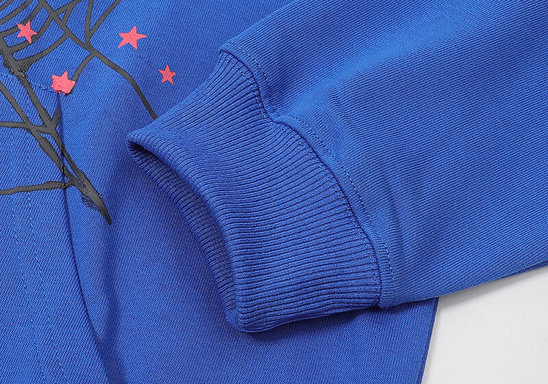 SP5DER Spider Web Graphic Hoodie – Blue (Heavyweight)