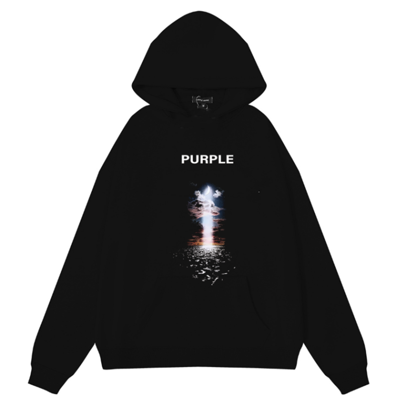 Purple Brand Logo Pattern Hoodie