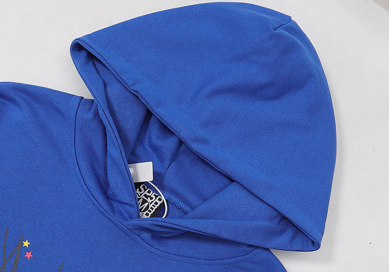 SP5DER Spider Web Graphic Hoodie – Blue (Heavyweight)