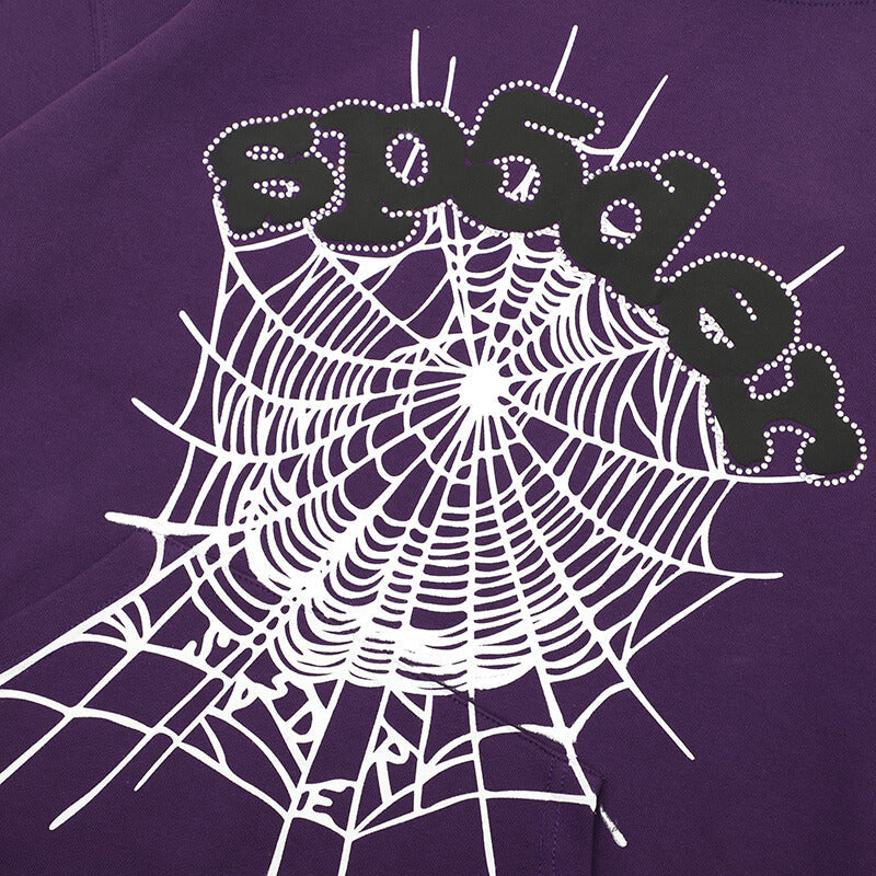 Sp5der Web Print Gothic Punk Hoodie – Purple Premium Streetwear Sweatshirt