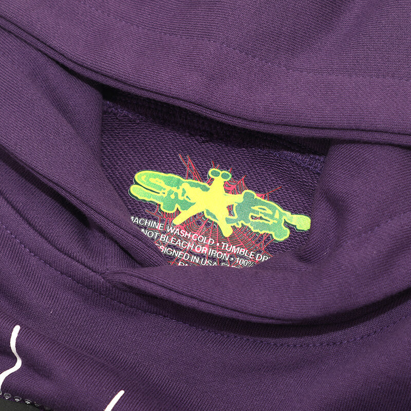 Sp5der Web Print Gothic Punk Hoodie – Purple Premium Streetwear Sweatshirt