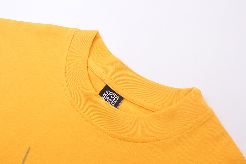 Sp5der Green Foam Printing Heavyweight T-Shirt – Yellow Streetwear Graphic Tee