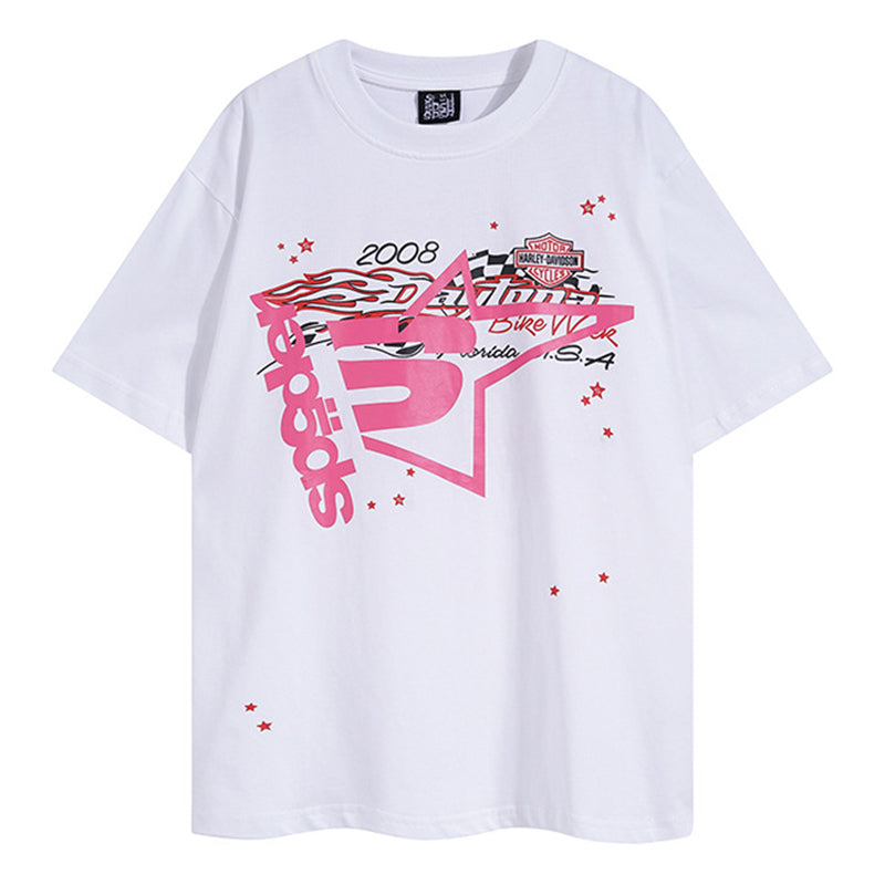 Sp5der x Harley Davidson Vintage T-Shirt – White Streetwear Graphic Tee