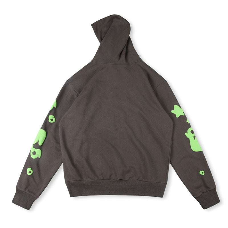 Sp5der Beluga Logo Printed Hoodie – Dark Grey Premium Streetwear Sweatshirt
