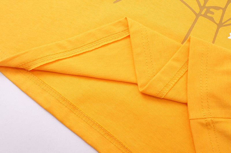 Sp5der Green Foam Printing Heavyweight T-Shirt – Yellow Streetwear Graphic Tee