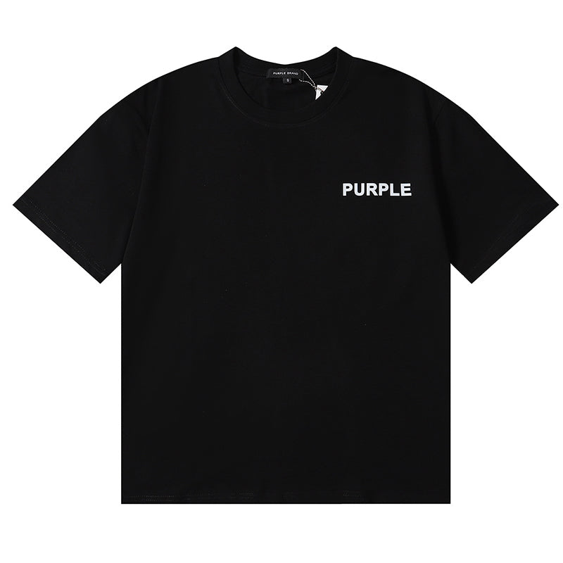 Purple Brand Logo Print T-Shirt | Black & White