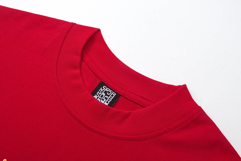 Sp5der Spider Web Print Gothic Punk T-Shirt – Red Streetwear Graphic Tee