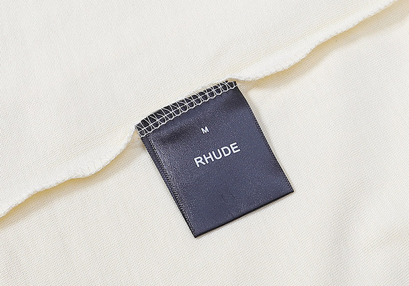 RHUDE Graphic T-Shirt | Premium Cotton Tee in Apricot, White & Black