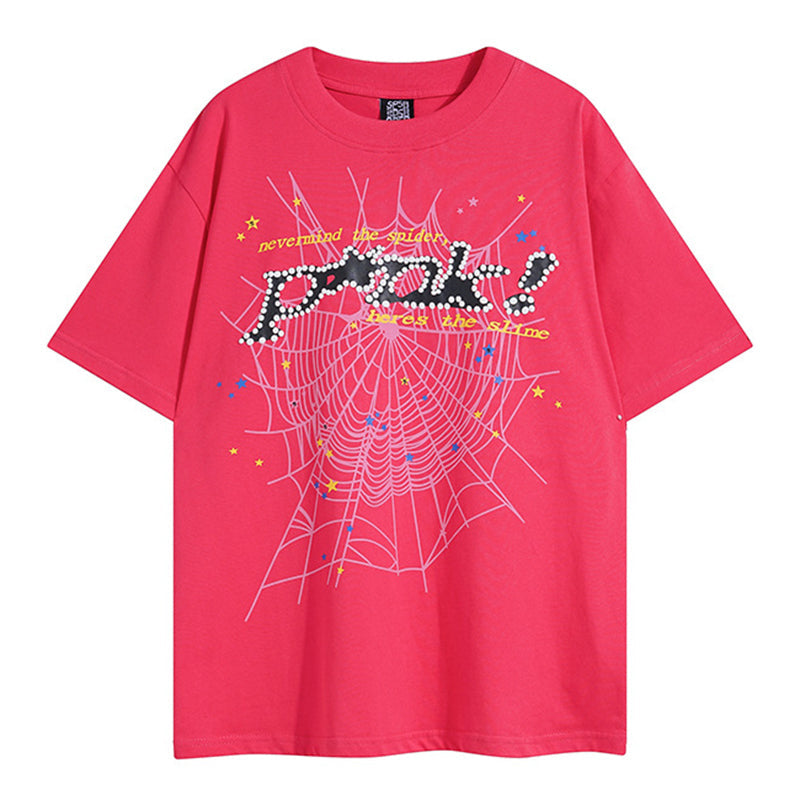 Sp5der Young Thug Punk T-Shirt – Red Streetwear Graphic Tee