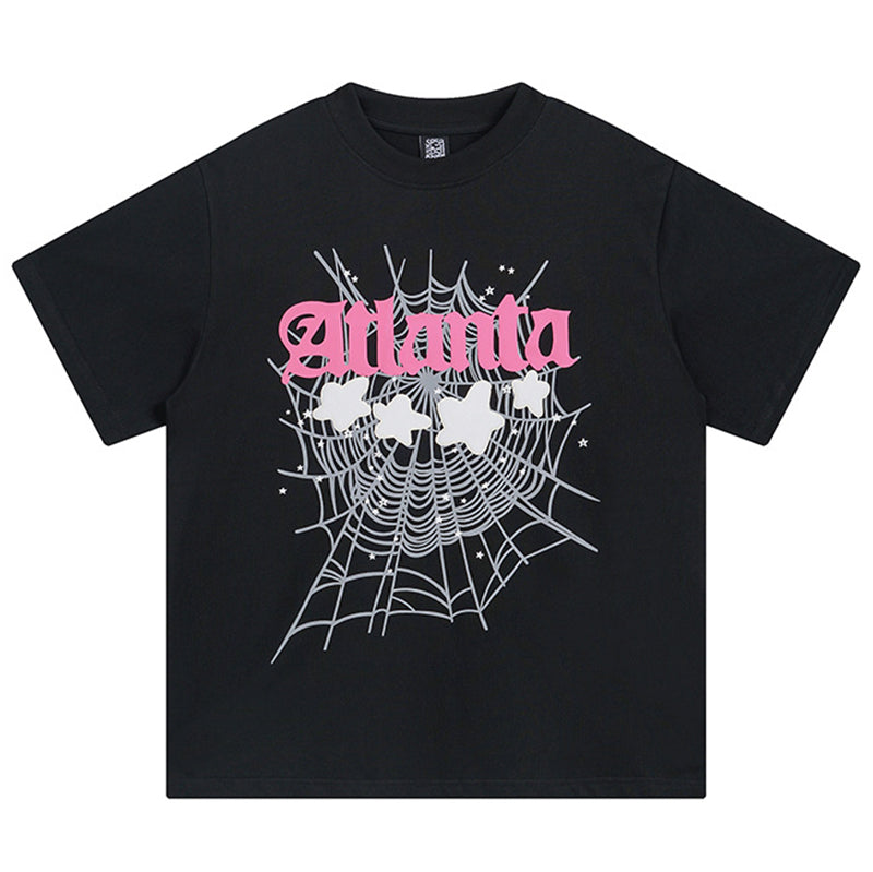 Sp5der Atlanta Print T-Shirt – Black Streetwear Graphic Tee