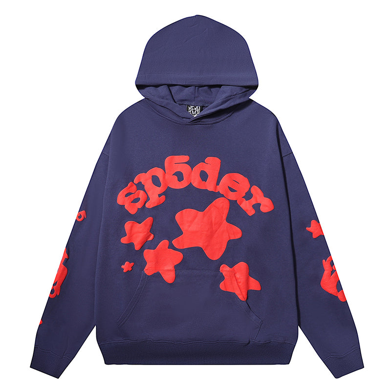 Sp5der Beluga Logo Printed Hoodie – Navy Premium Streetwear Sweatshirt