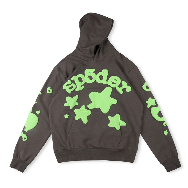 Sp5der Beluga Logo Printed Hoodie – Dark Grey Premium Streetwear Sweatshirt