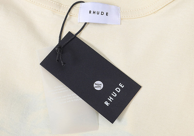 RHUDE Graphic T-Shirt | Premium Cotton Tee in Apricot, White & Black