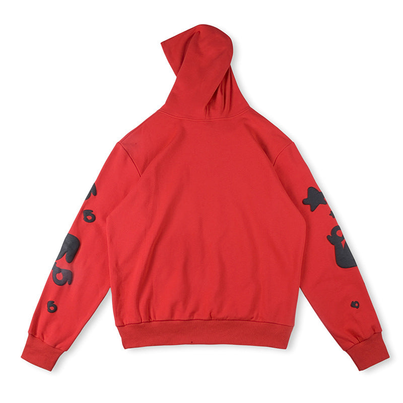 SP5DER Beluga Logo Printed Hoodie – Red / Navy