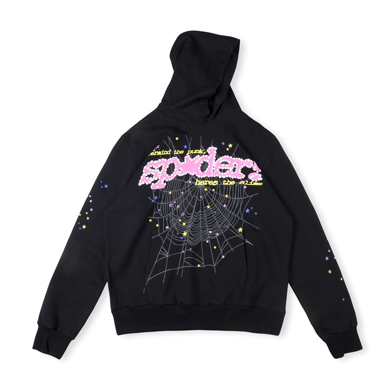 SP5DER Young Thug Punk Graphic Hoodie – Black