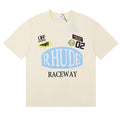 RHUDE Graphic T-Shirt | Premium Cotton Tee in Apricot, White & Black