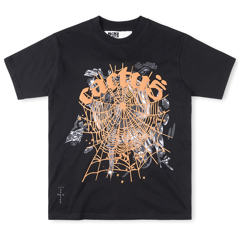 SP5DER x Travis Scott Cactus Jack Airbrush T-Shirt – Black
