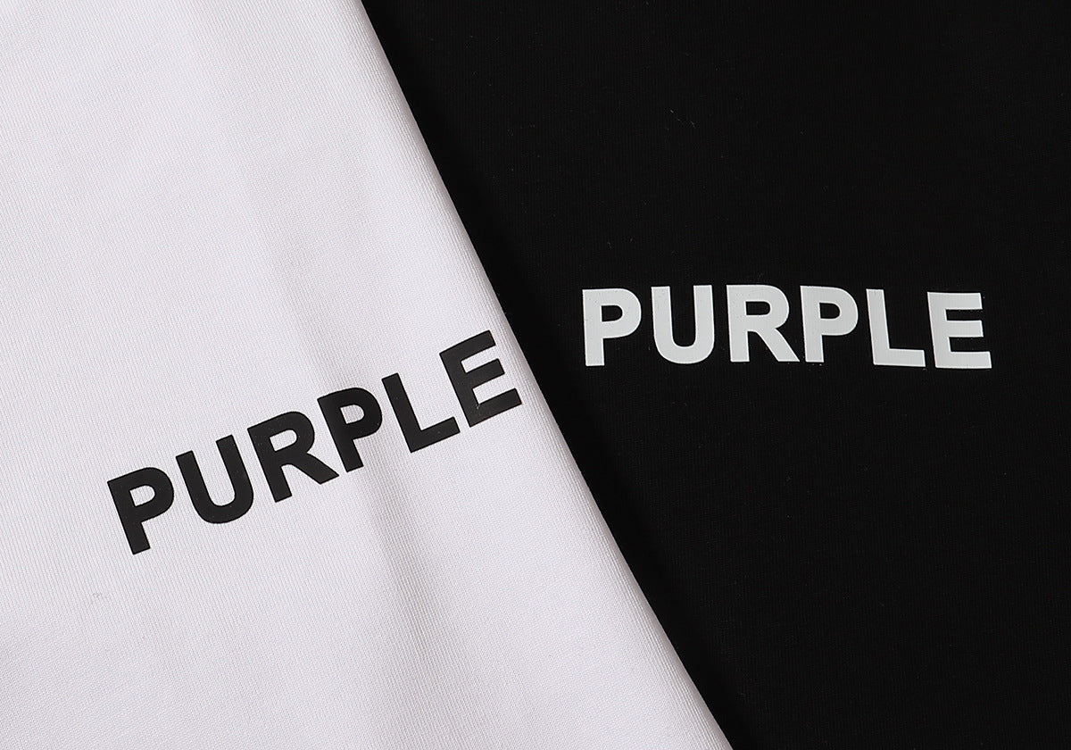 Purple Brand Logo Print T-Shirt | Black & White
