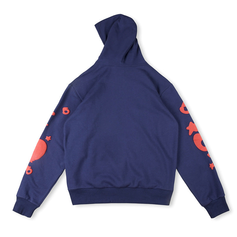 SP5DER Beluga Logo Printed Hoodie – Red / Navy