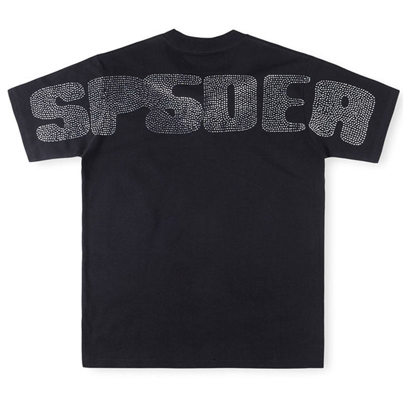 Sp5der Rhinestone Silk Tee – Premium Graphic Streetwear