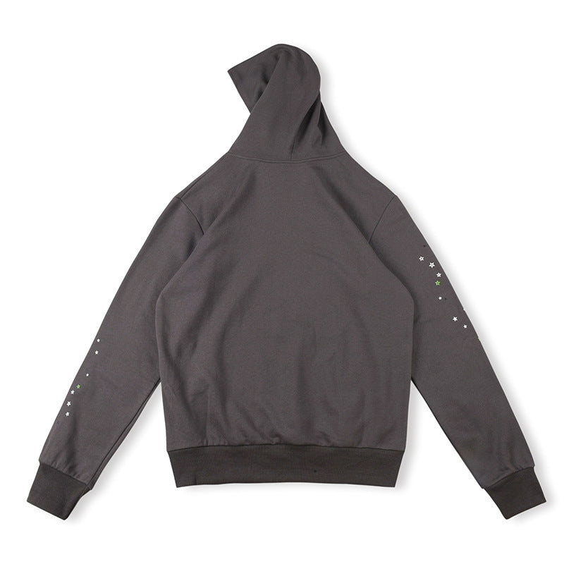 Sp5der Green Foam Printing Heavyweight Hoodie – Grey Premium Streetwear Sweatshirt