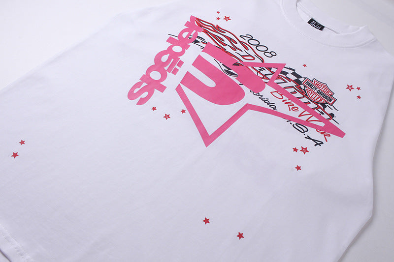 Sp5der x Harley Davidson Vintage T-Shirt – White Streetwear Graphic Tee