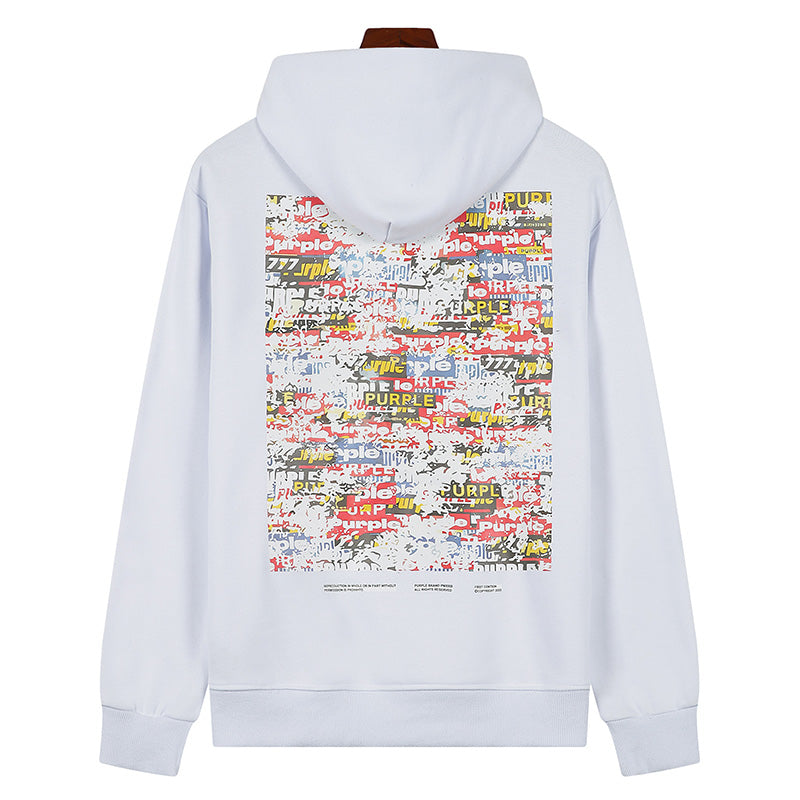 Purple Brand Logo Pattern Hoodie