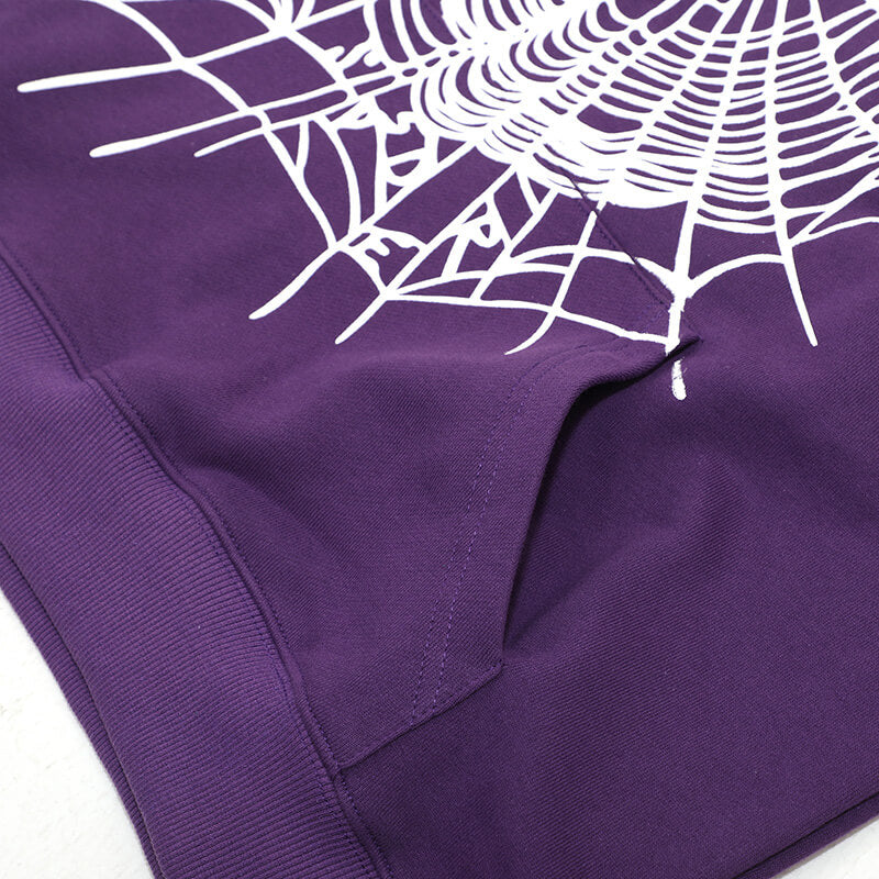 Sp5der Web Print Gothic Punk Hoodie – Purple Premium Streetwear Sweatshirt